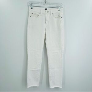 Gap True Skinny Jeans Womens 25 White Raw Hem‎ Ankle Crop Mid Rise Preppy Casual